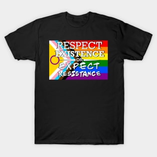 Respect Exsistence or Expect Resistance, Intersex Pride Flag T-Shirt